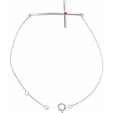 Natural Ruby Round Accented Sideways Cross Bracelet In Set