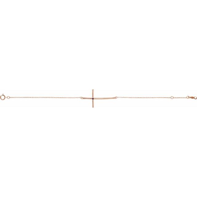 Natural Alexandrite Round Accented Sideways Cross Bracelet In Set