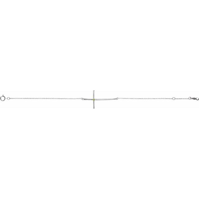 Natural Peridot Round Accented Sideways Cross Bracelet In Set