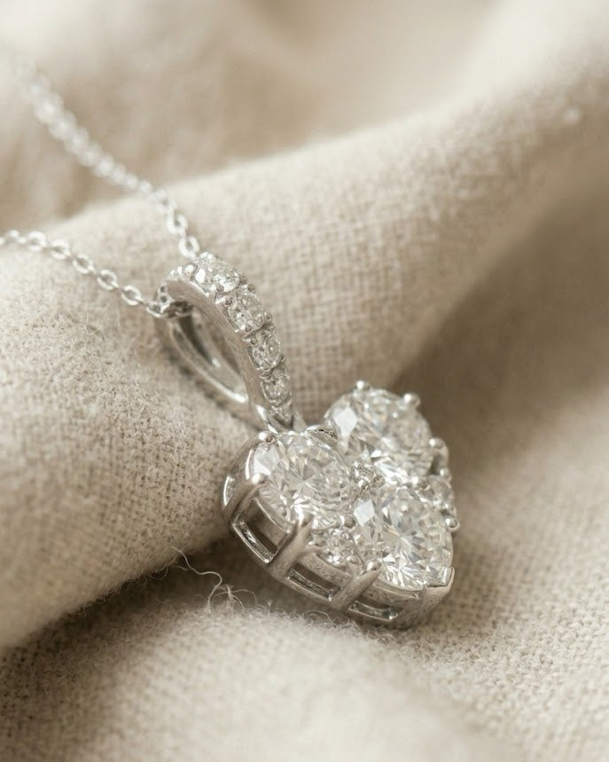 Lab Diamond Galileo Heart 1.10ct Pendant Necklace in 9k White Gold