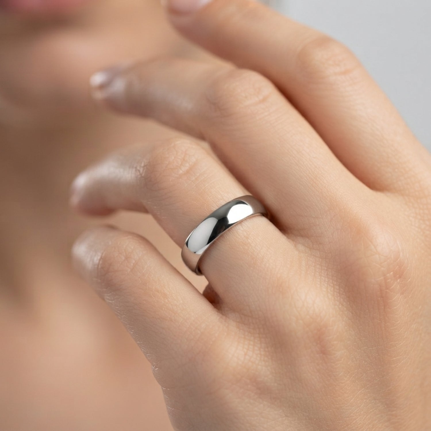 5mm D Shape Platinum Wedding Band – Classic Plain Ring