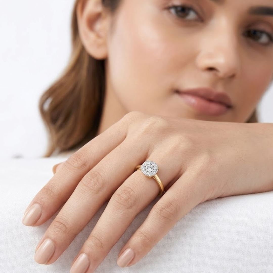 Radiant 0.25ct Cluster Solitaire Ring in 18K Gold Vermeil