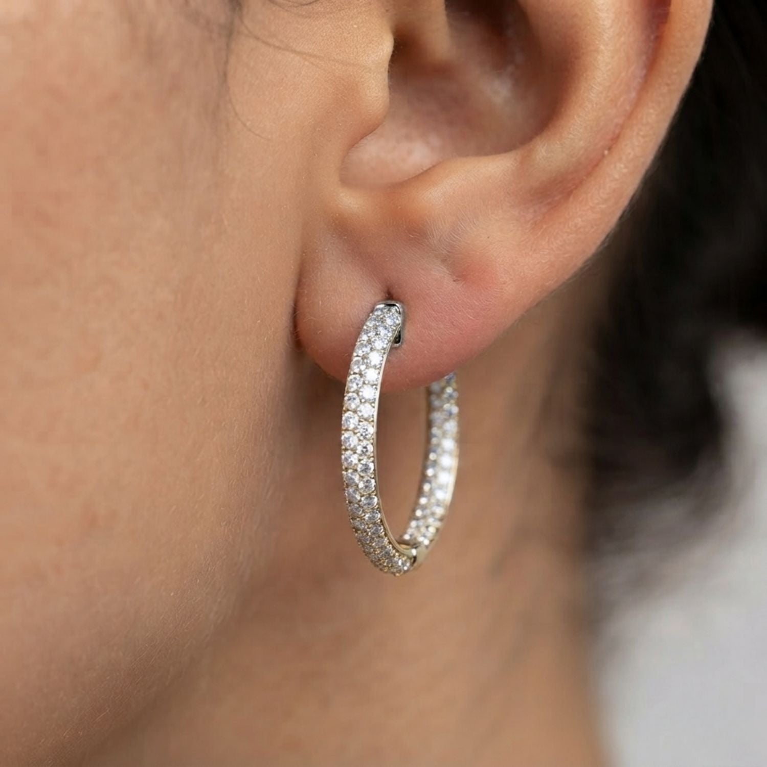 Hoop Earrings - 2.50ct Round Diamond Gold