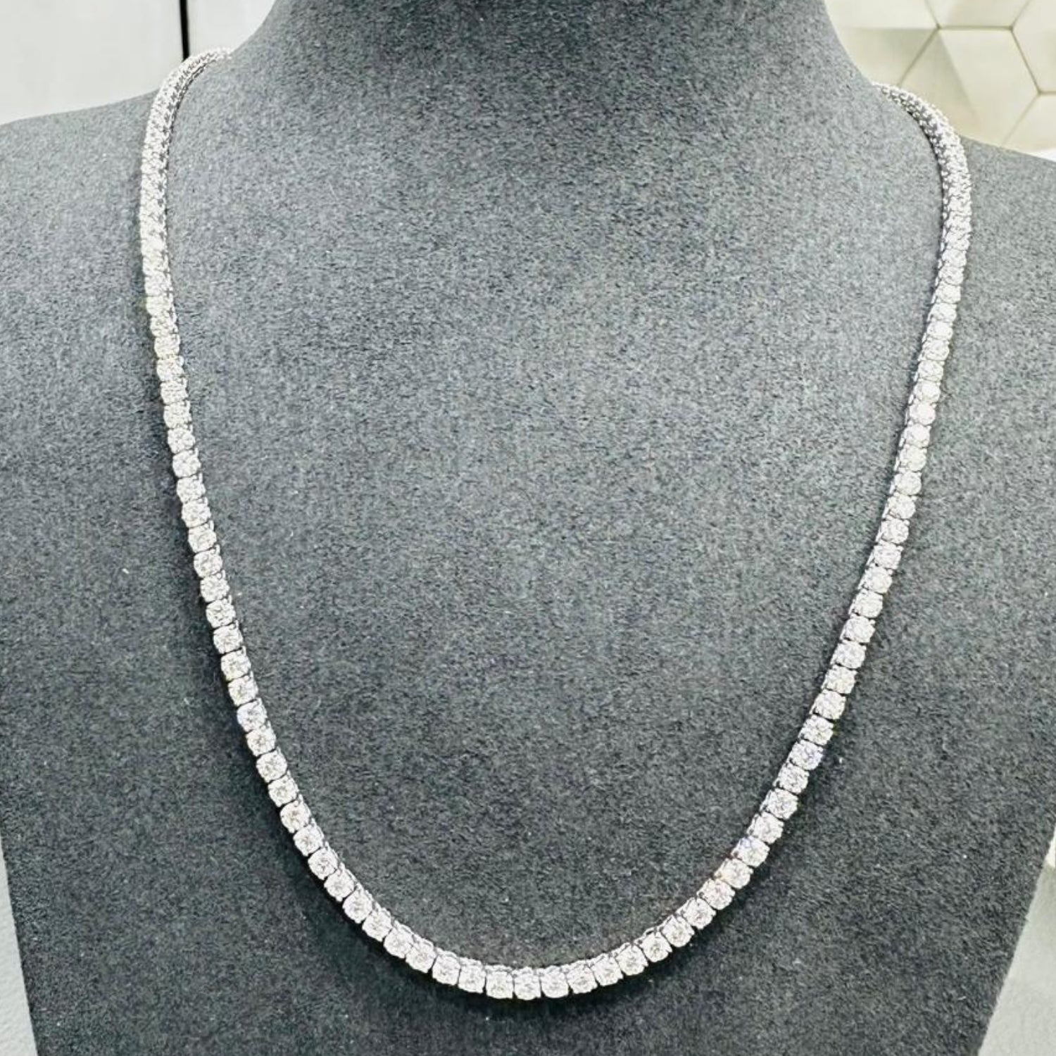 Diamond Tennis Necklace, White Gold Diamond Necklace