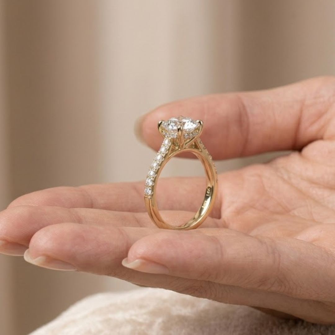 Lab Diamond Side Stone Engagement Ring 0.25ct in 18K Gold Vermeil