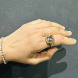 Bague de fiançailles avec halo de diamants ronds de laboratoire - argent 925 - DE/VS