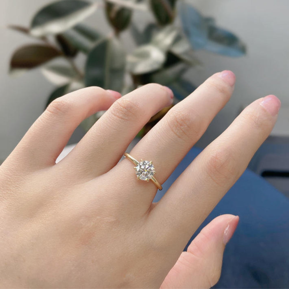 IGI certified diamond ring, yellow gold engagement ring