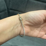 9K Yellow Gold Round Cut Natural Diamond Tennis Bracelet in Bezel Set, Gift for Women