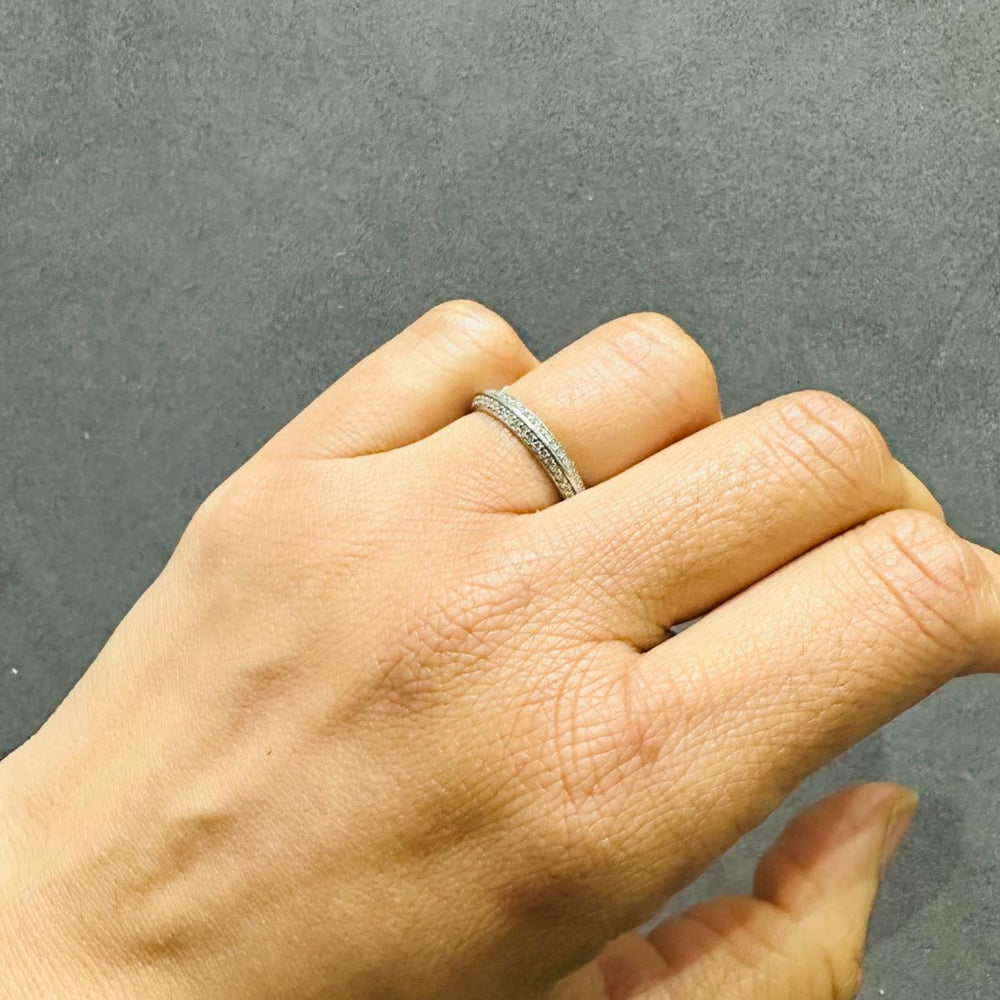 knife edge diamond ring pave set ring