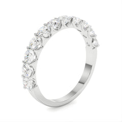 Lab Grown Diamond Round Cut U Prong Set Half Eternity Wedding Ring in Platinum for Gift