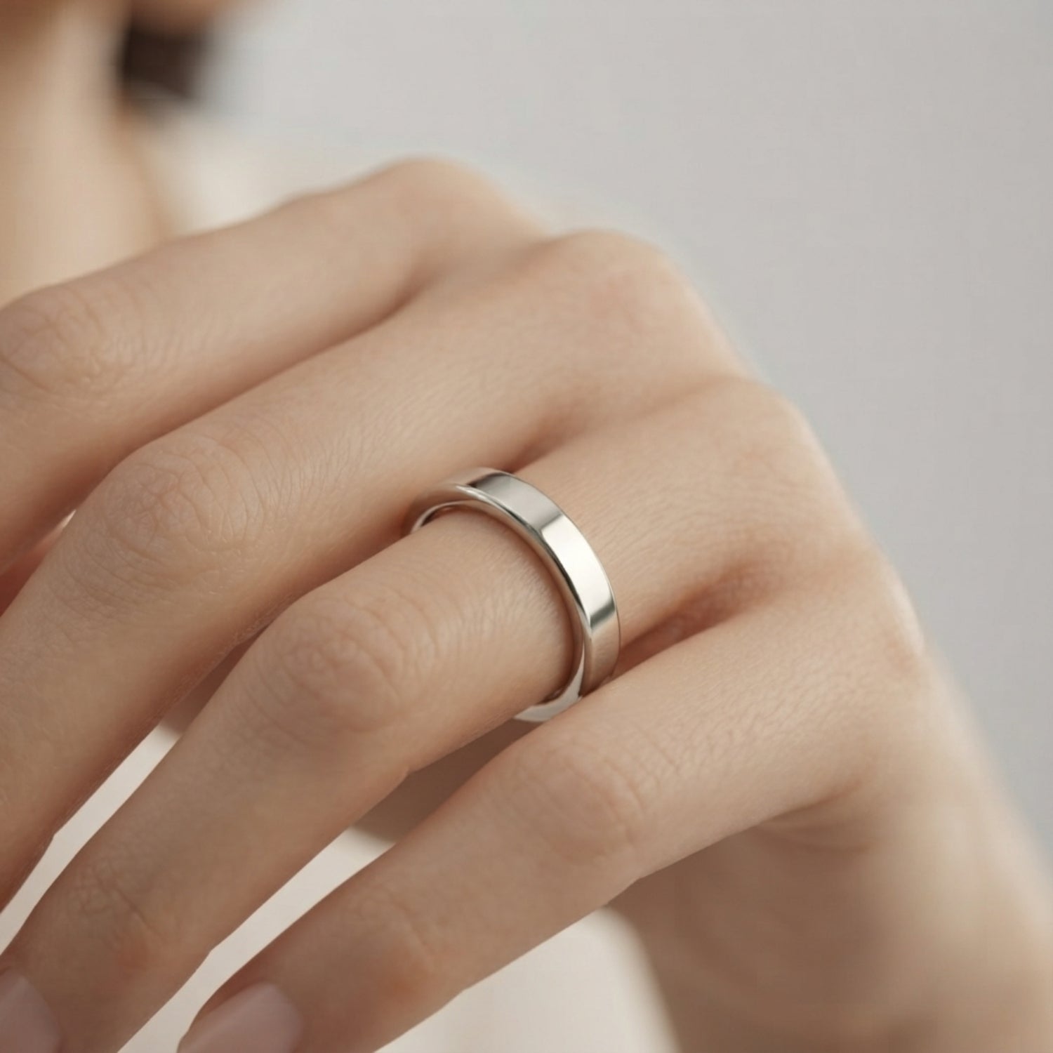 Flat Court Shape Plain Wedding Band for Women | UK Hallmarked Gold & Platinum Ring