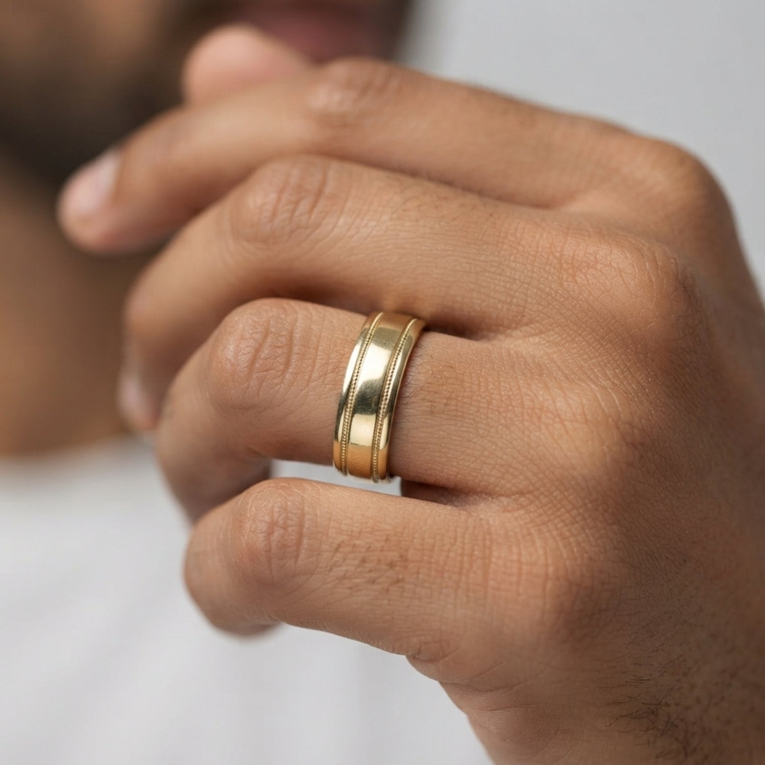 5mm-8mm Standard Weight Men's Gold Band