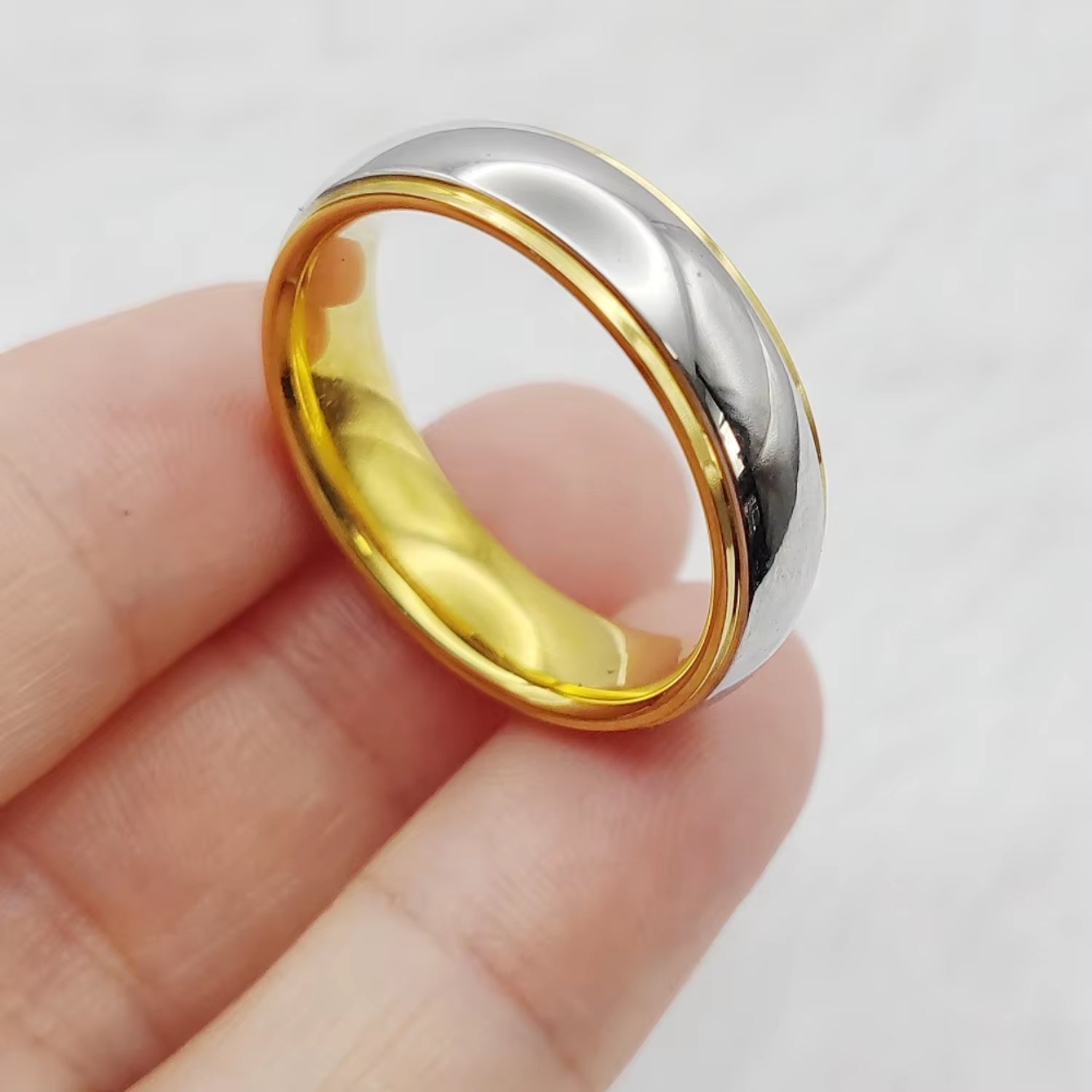 Luxurious Two Tone Designer Golden Wedding Ring in Platinum & 18K Yellow Gold | Unisex