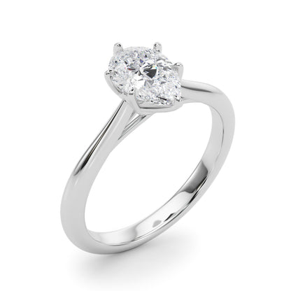 IGI Lab-Grown Pear Diamond 6 Prong Set Solitaire Engagement Ring, D Color VVS Clarity