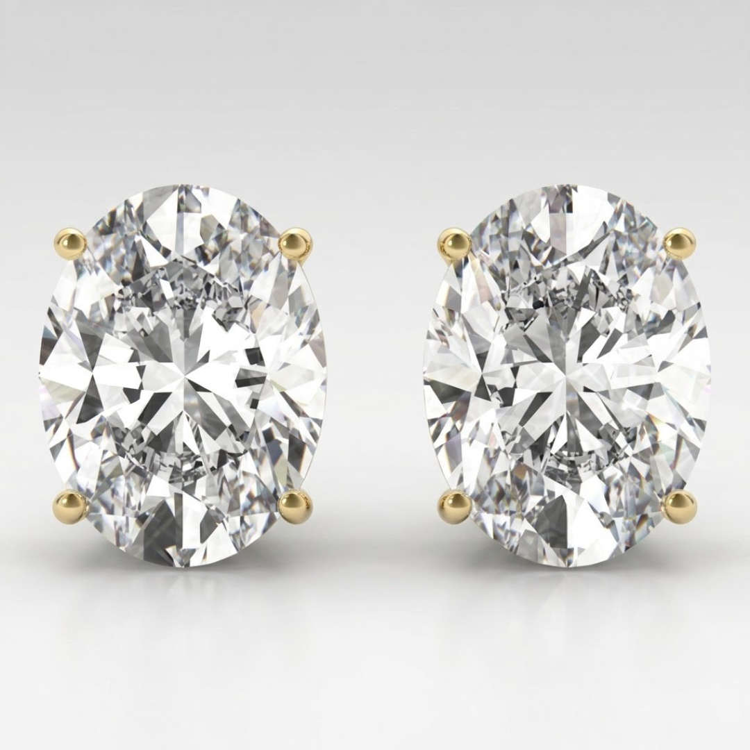 Lab-Grown Diamond Stud Earrings For Women | Oval Cut