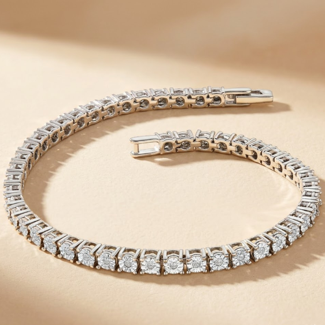 0.57ct Lab Grown Diamond Illusion Set Classic Tennis Bracelet in 925 Sterling Silver