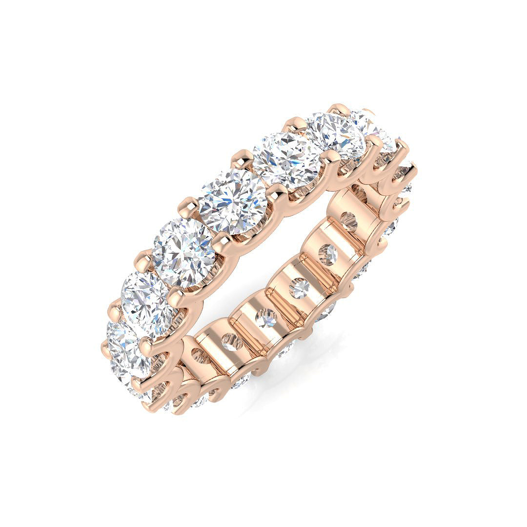 1.00 to 4.00 Carat Lab-Grown Round Cut D/VVS Diamond U-Prong Set Full Eternity Ring.