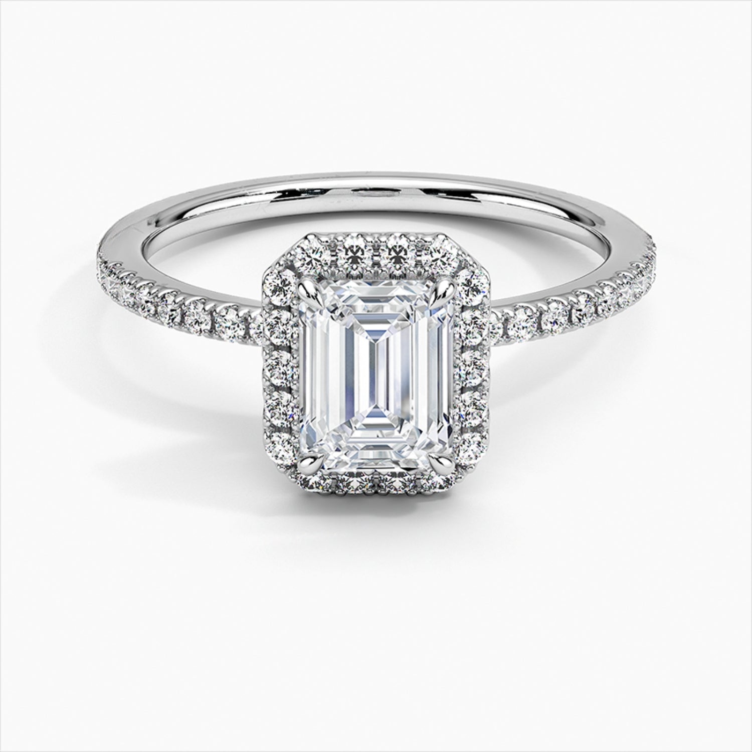 Bague de fiançailles avec halo de diamants ronds de laboratoire - argent 925 - DE/VS