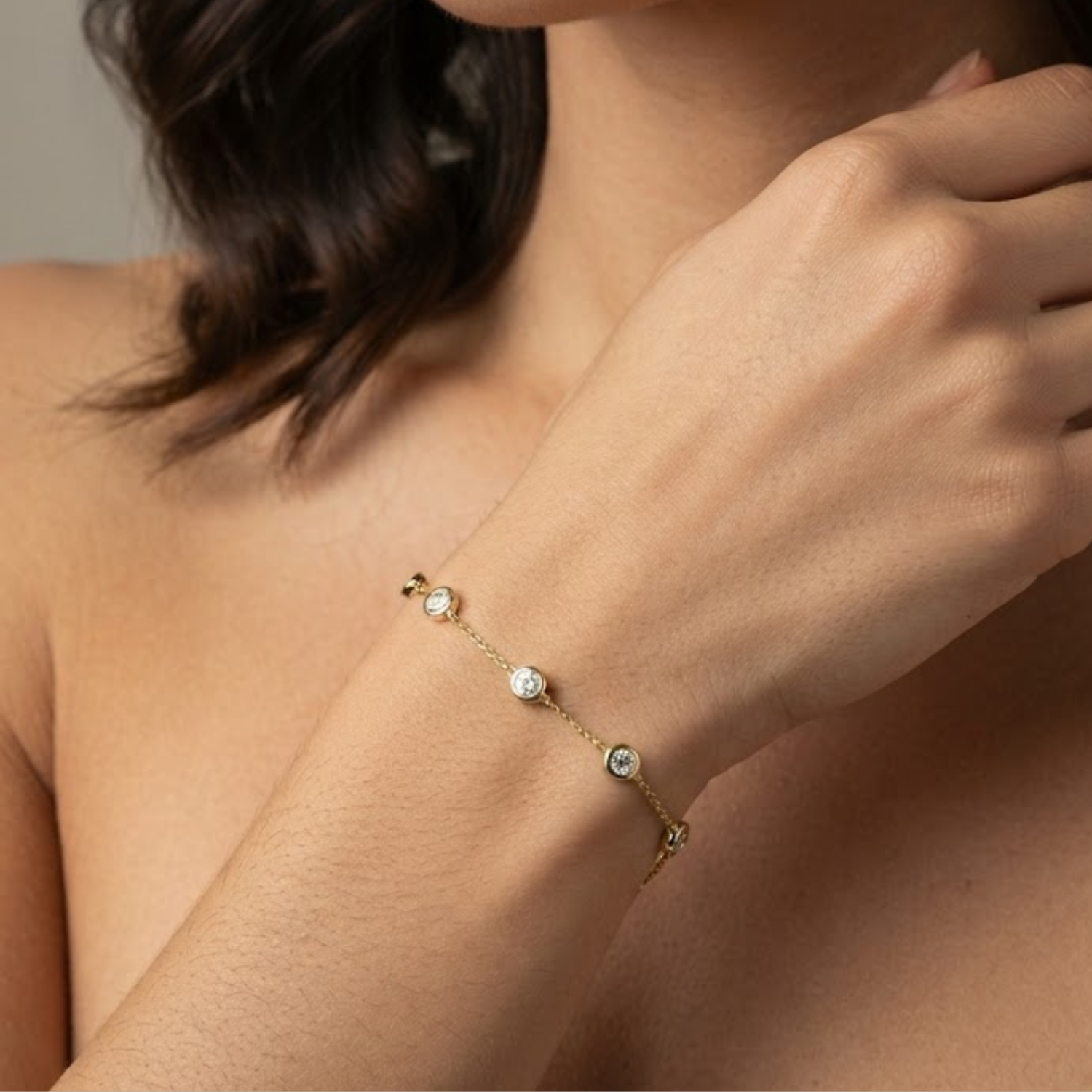 0.70 Ct D-E/VS Lab Grown Diamond Everyday Bracelet 9k Yellow Gold Ready To Ship
