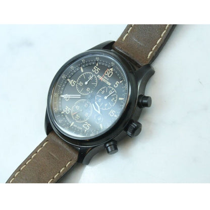 Expedition Field Chronograph Watch with Brown Leather Strap