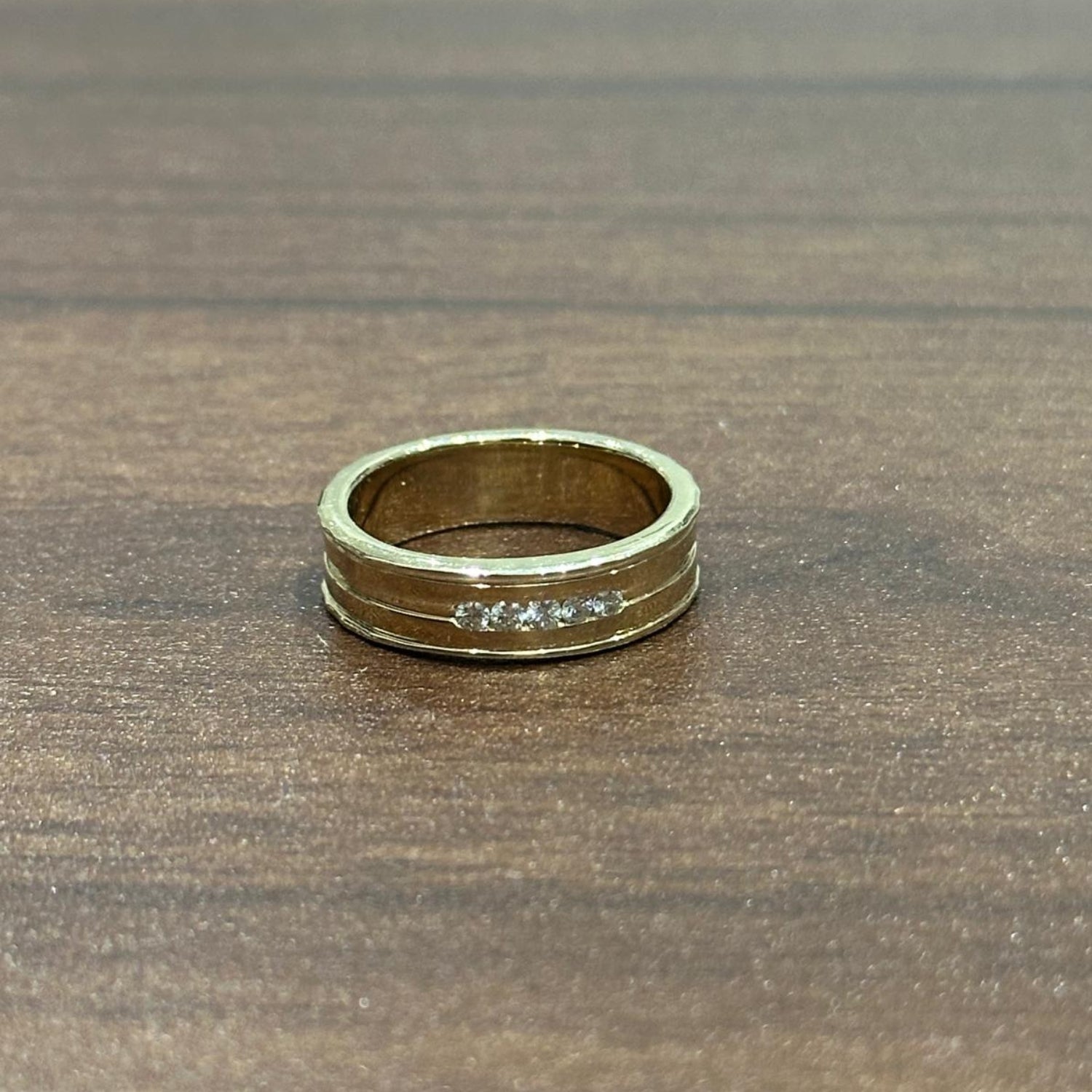 yellow gold mens diamond wedding band