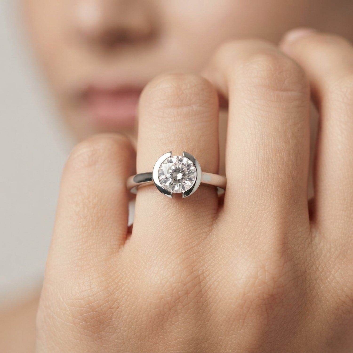 Round Diamond Bezel Set Solitaire Ring | Lab-Grown & Natural Diamonds