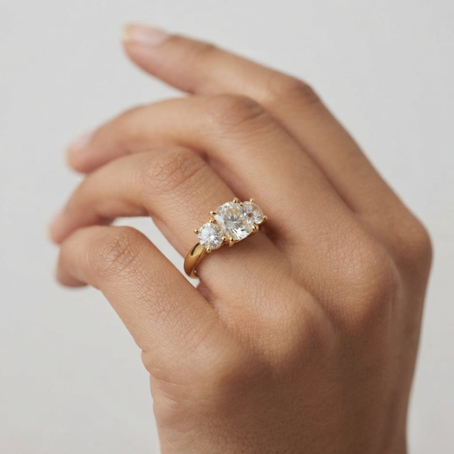 Three Stone Engagement Ring and Diamond Engagement Ring
