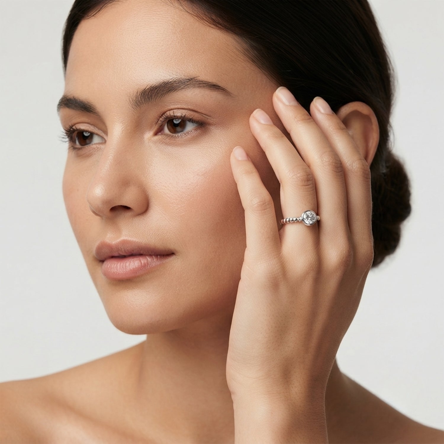 IGI Lab-Grown Round Cut Diamond Bezel Setting Solitaries Engagement Ring.