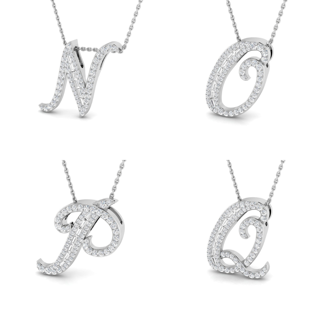 Paved Initial Diamond Pendant | Custom A-Z Pendant | Lab Grown & Natural Diamonds