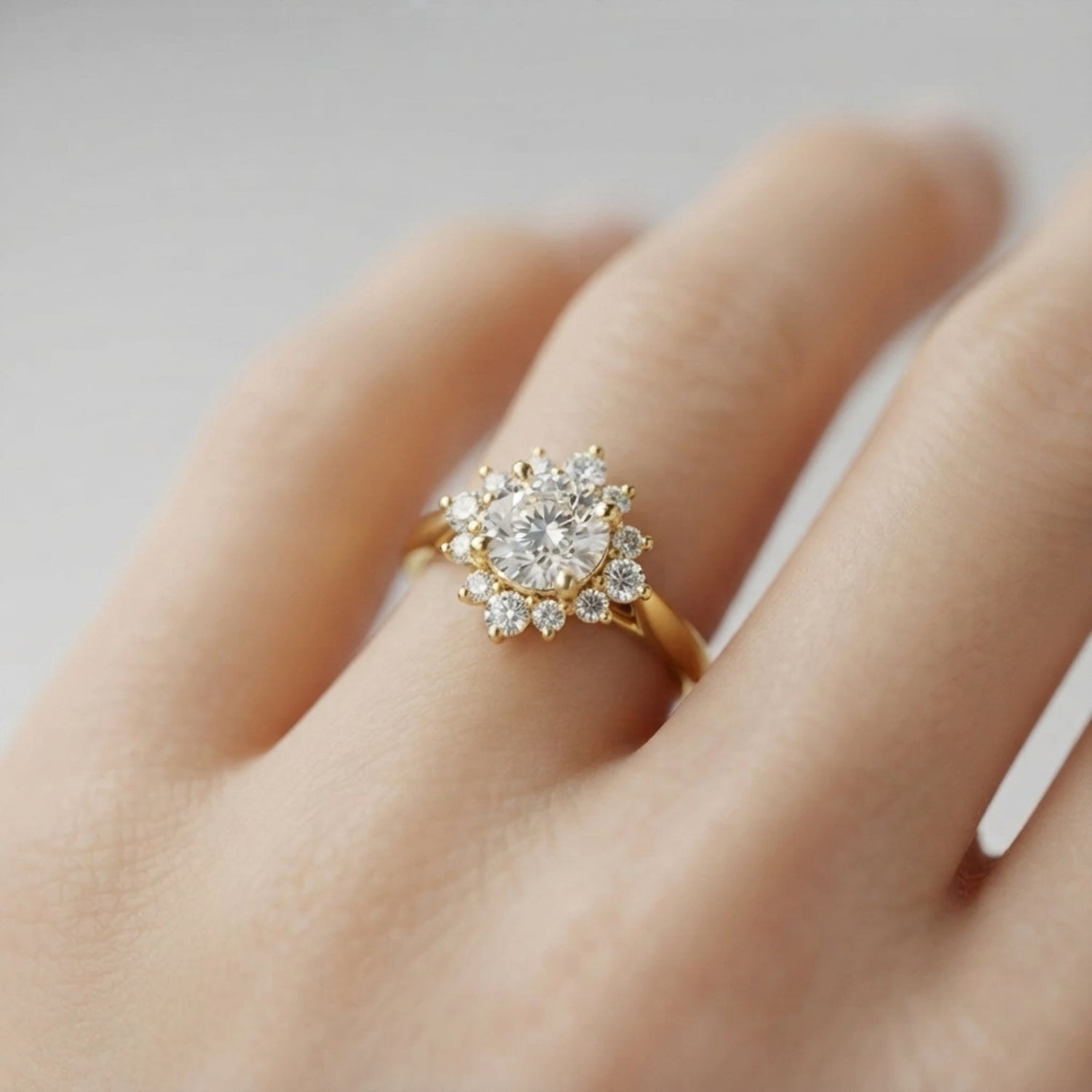 2.00 CT Lab-Grown Diamond Scattered  Halo Engagement Ring in Platinum