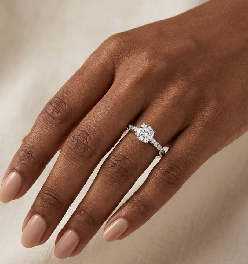 Lab Diamond Side Stone Engagement Ring 0.25ct H/SI in 9K White Gold