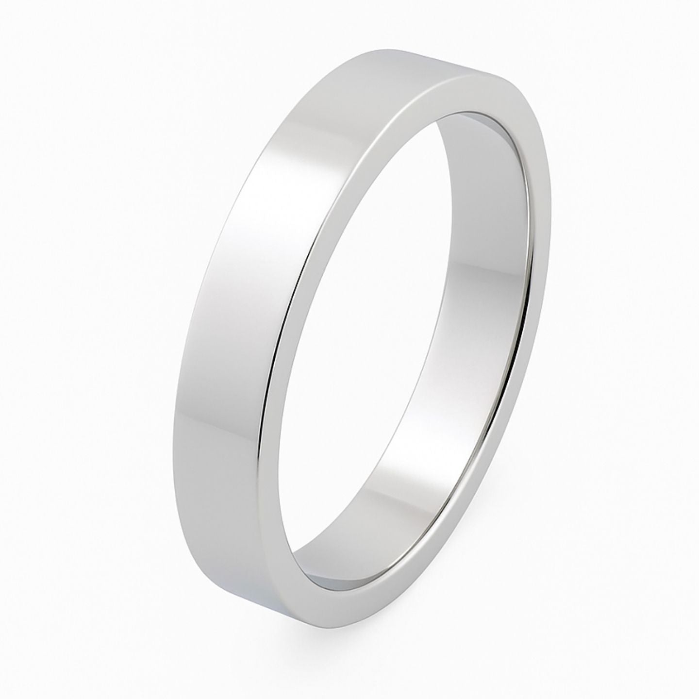 Alliance plate et simple pour femme | Bague en or et platine poinçonnée au Royaume-Uni