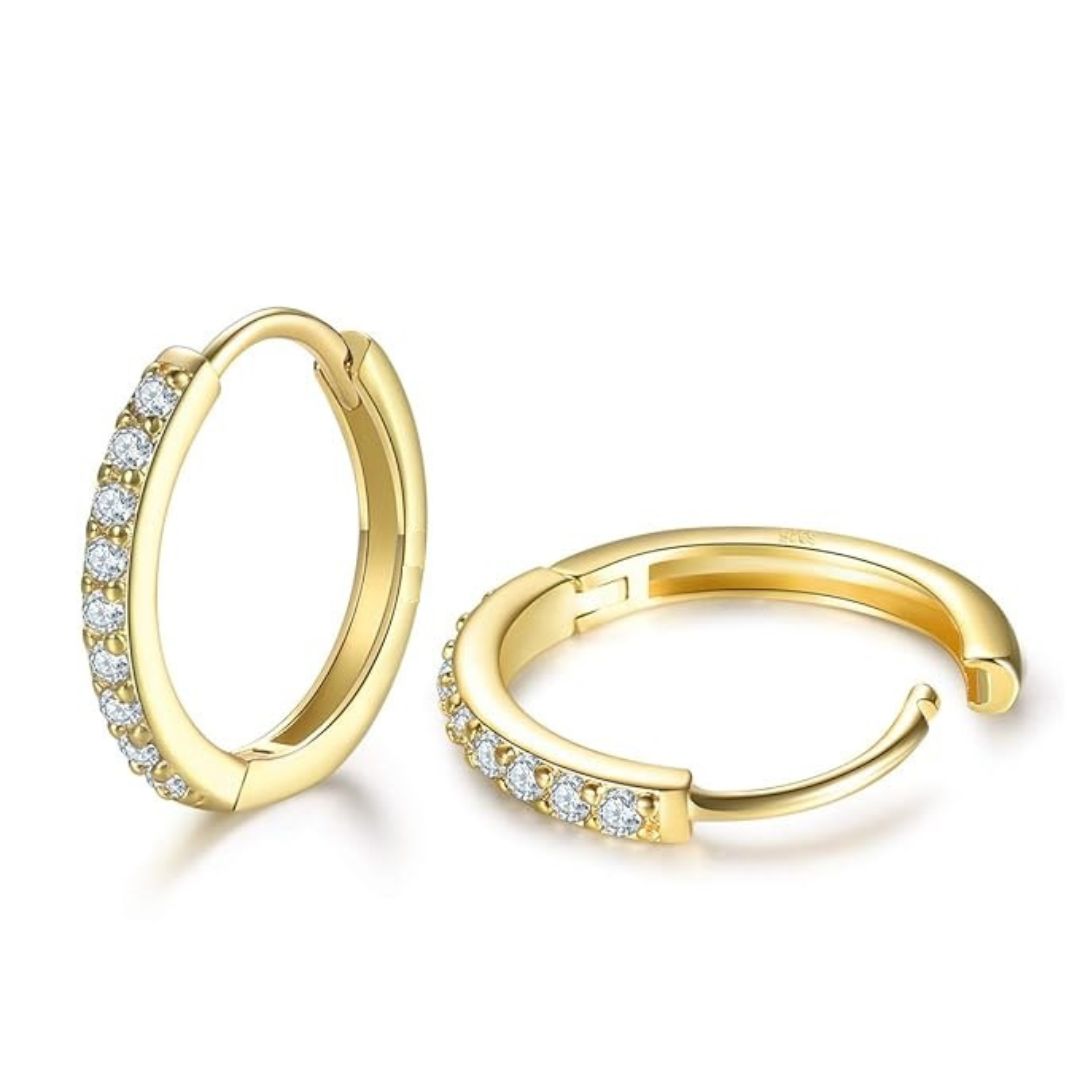 0.09 Round Diamond Huggie Earring In Gold