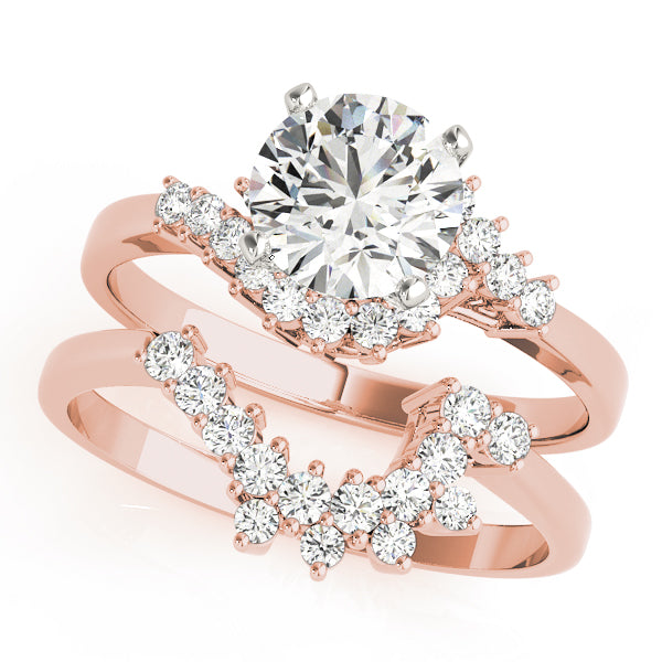 Elegant Bypass Round Diamond Engagement Ring — 9K/18K Gold & Platinum