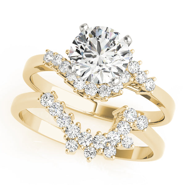 Elegant Bypass Round Diamond Engagement Ring — 9K/18K Gold & Platinum