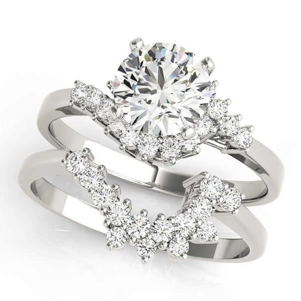Elegant Bypass Round Diamond Engagement Ring — 9K/18K Gold & Platinum