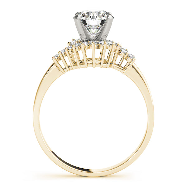 Elegant Bypass Round Diamond Engagement Ring — 9K/18K Gold & Platinum