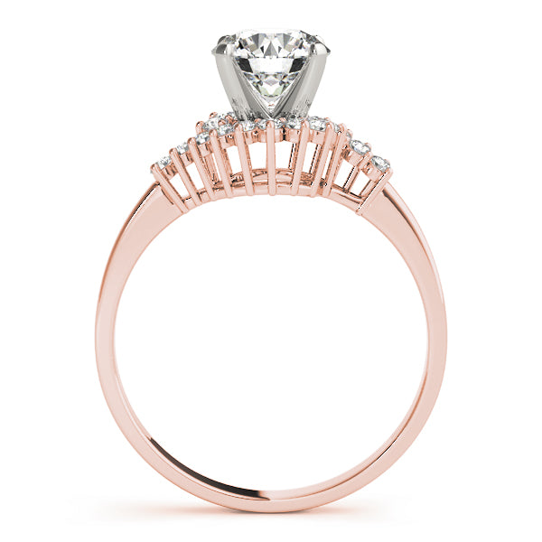 Elegant Bypass Round Diamond Engagement Ring — 9K/18K Gold & Platinum