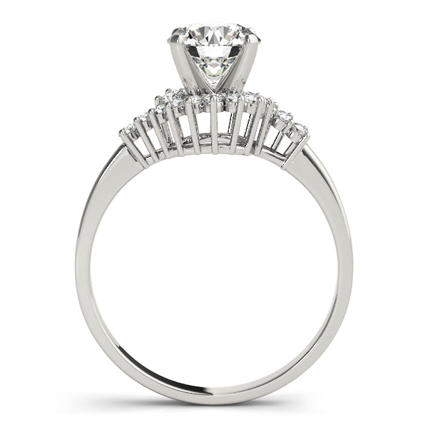 Elegant Bypass Round Diamond Engagement Ring — 9K/18K Gold & Platinum