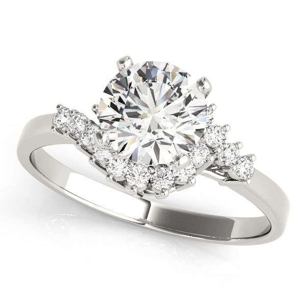 Elegant Bypass Round Diamond Engagement Ring — 9K/18K Gold & Platinum