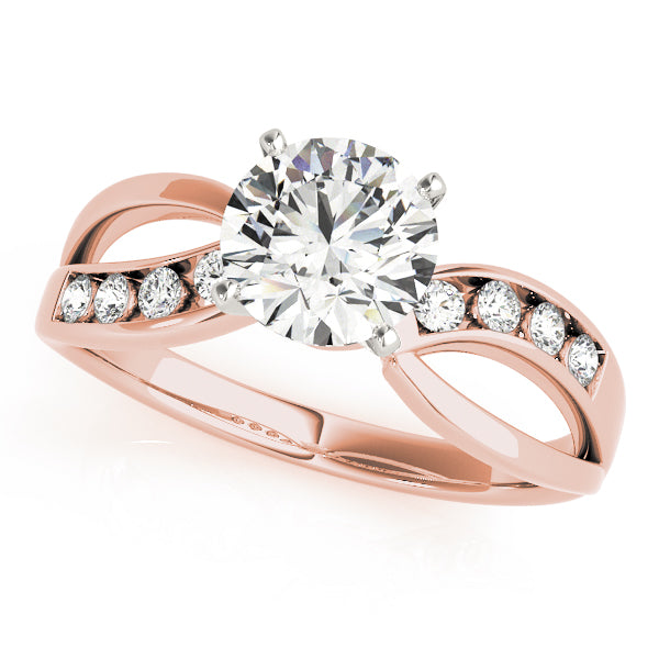 Refined Bypass Round Diamond Engagement Ring — 9K/18K Gold & Platinum