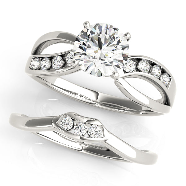 Refined Bypass Round Diamond Engagement Ring — 9K/18K Gold & Platinum