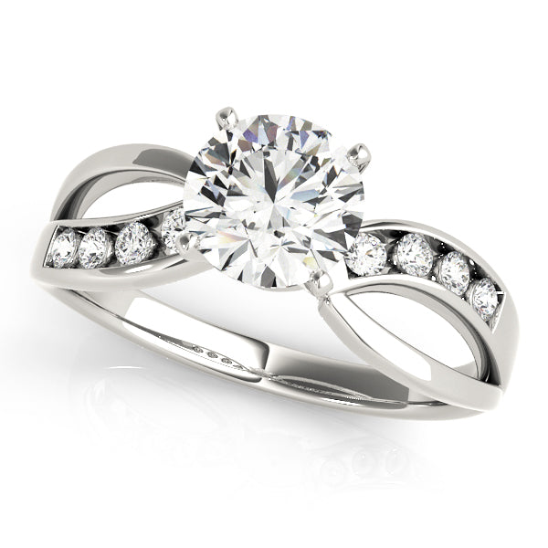 Refined Bypass Round Diamond Engagement Ring — 9K/18K Gold & Platinum