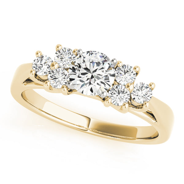 Exquisite Cluster Sides Round Diamond Engagement Ring — 9K/18K Gold & Platinum