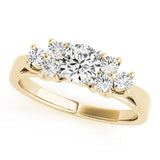 Exquisite Cluster Sides Round Diamond Engagement Ring — 9K/18K Gold & Platinum