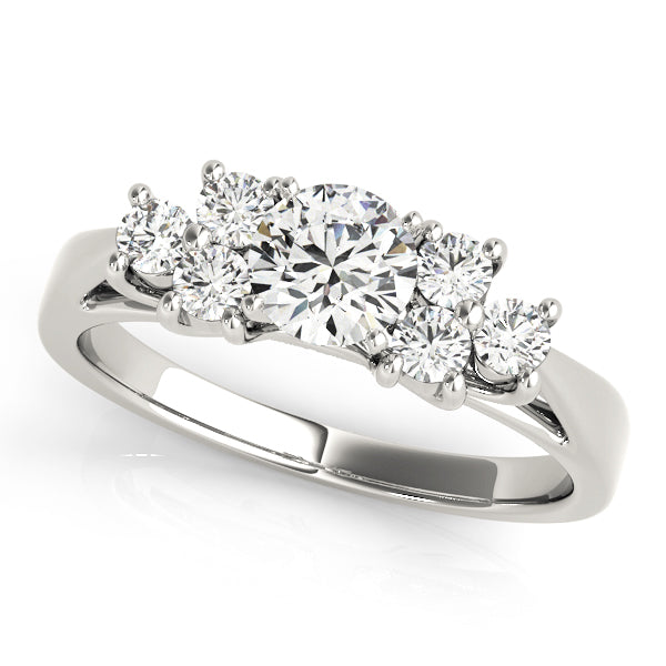 Exquisite Cluster Sides Round Diamond Engagement Ring — 9K/18K Gold & Platinum