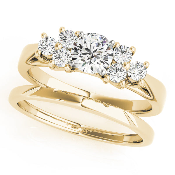 Exquisite Cluster Sides Round Diamond Engagement Ring — 9K/18K Gold & Platinum