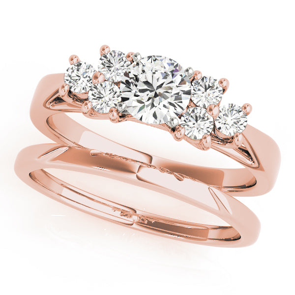 Exquisite Cluster Sides Round Diamond Engagement Ring — 9K/18K Gold & Platinum