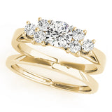 Exquisite Cluster Sides Round Diamond Engagement Ring — 9K/18K Gold & Platinum