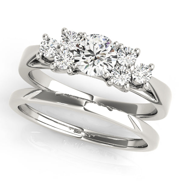 Exquisite Cluster Sides Round Diamond Engagement Ring — 9K/18K Gold & Platinum